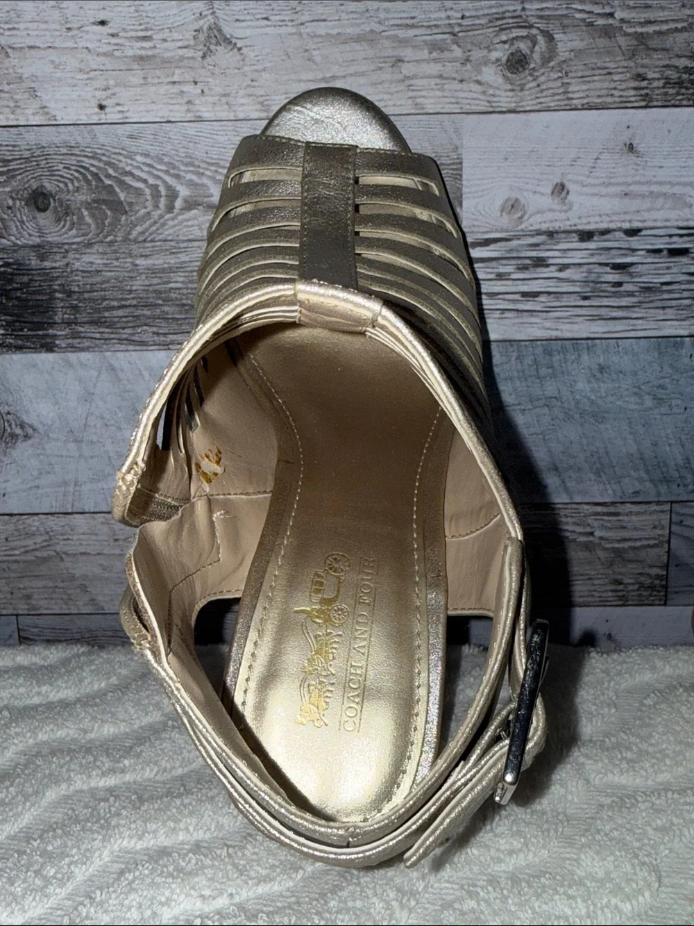 Coach Metallic Gold Strappy Heels
